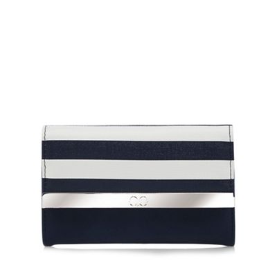 Navy striped flap over purse
